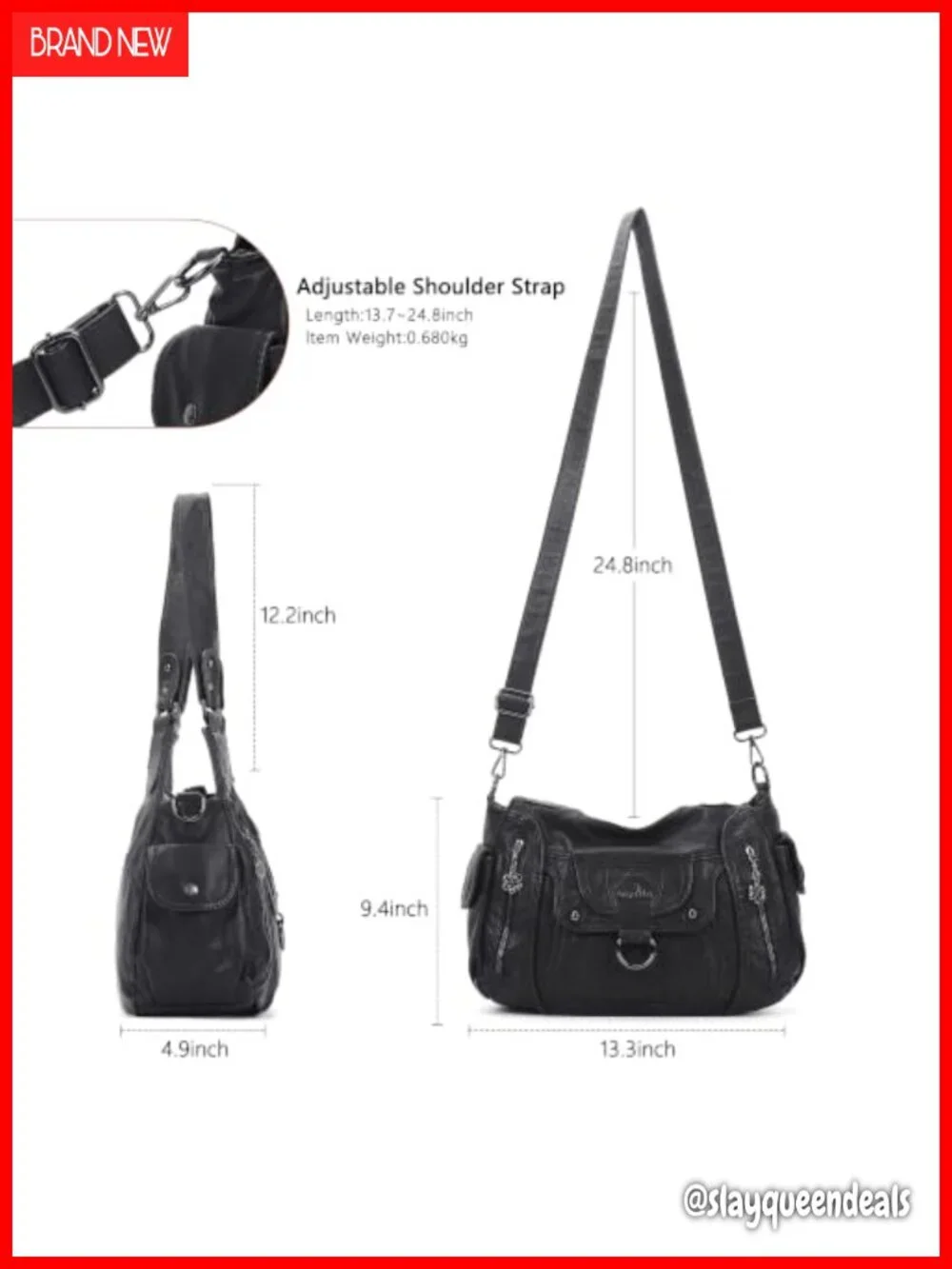 Vegan Leather Hobo Bag Women's Shoulder Purse with Adjustable Strap